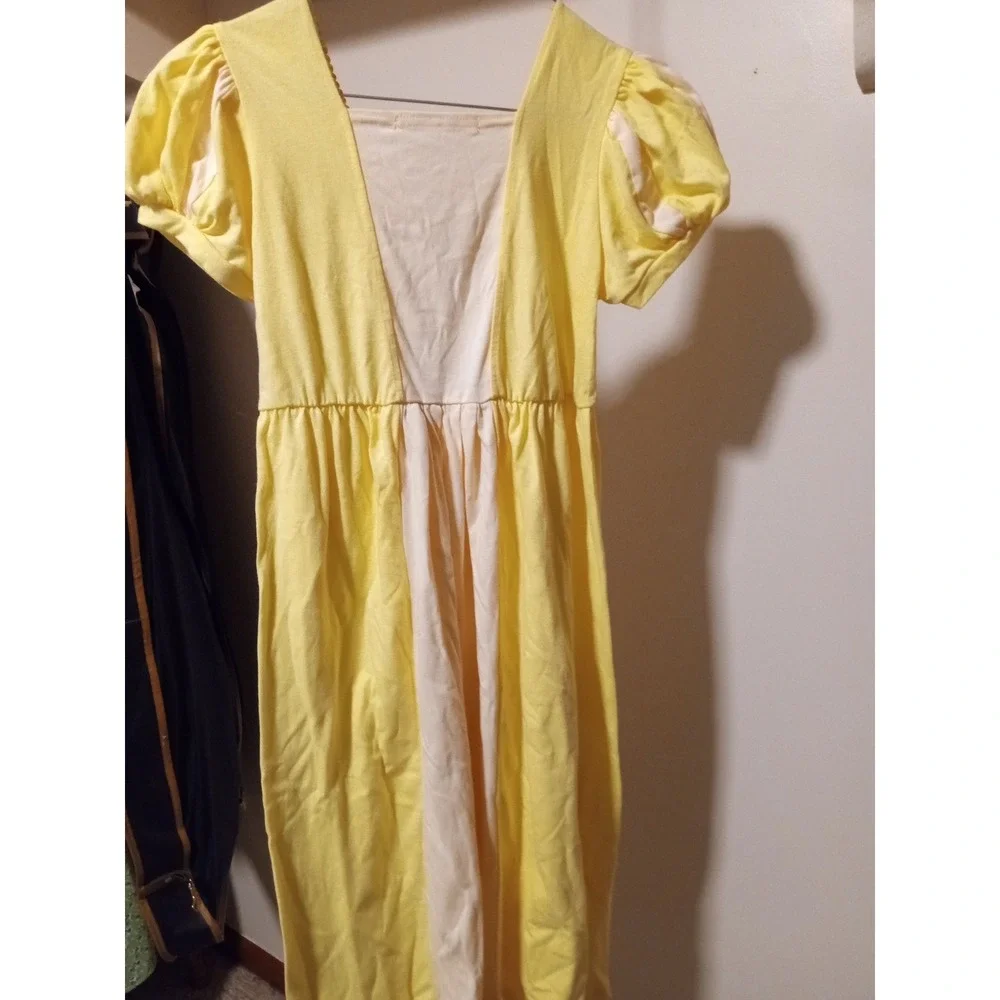 Luo Bei Er Kids Yellow Princess Costume Dress Puff‎ Sleeve Lace Up Size 150